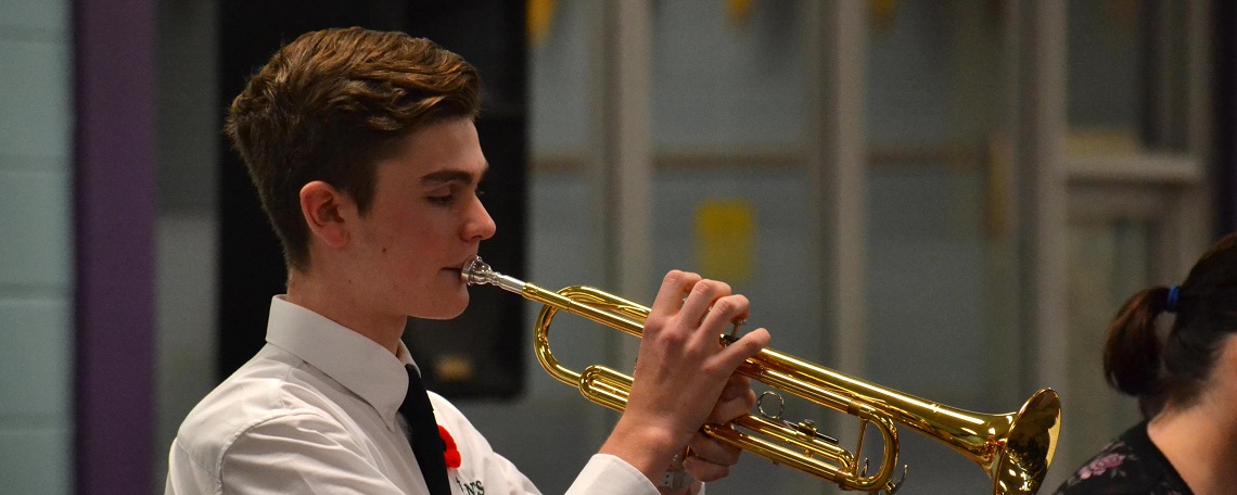 Student playing trumpet